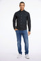 Front image of a model wearing the Oxford superflex ls shirt in black, by brand Lindbergh