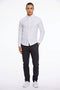 Front image of a model wearing the Oxford superflex ls shirt in white, by brand Lindbergh