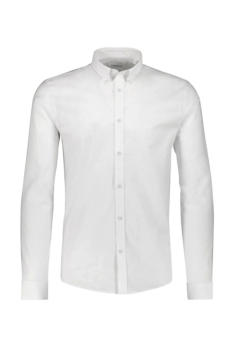Front image of Oxford superflex ls shirt in white, by brand Lindbergh