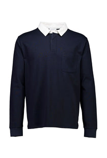 Front image of the Rugby sweat polo in navy, by brand Lindbergh