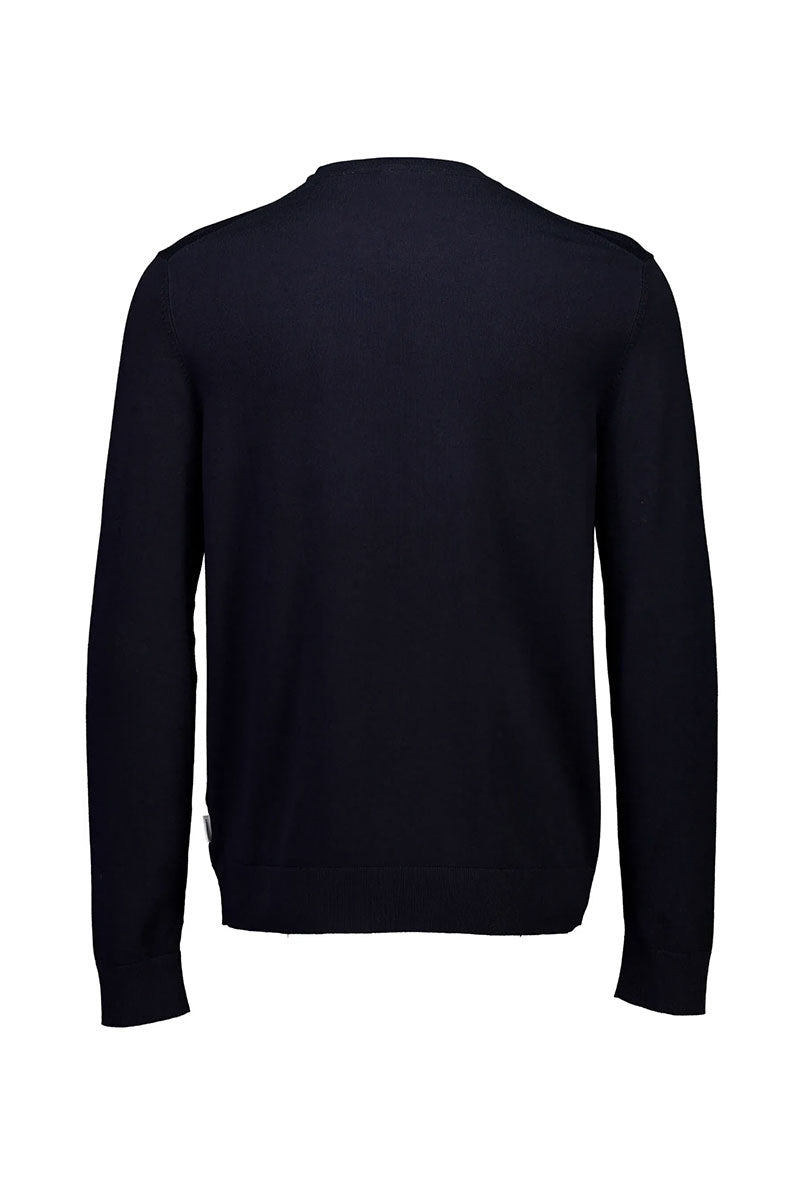 Back image of Soft viscose blend oneck knit in navy, by brand Lindbergh