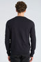 Back image of a model wearing the Soft viscose blend oneck knit in navy, by brand Lindbergh
