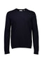 Front image of the Soft viscose blend oneck knit in navy, by brand Lindbergh