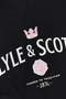 Front detail image of the Lyle and scott cheers to tradition sweatshirt in black, by brand Lyle and scott