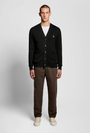 Image of LYLE AND SCOTT MERINO V NECK CARDIGAN in black, by brand LYLE AND SCOTT