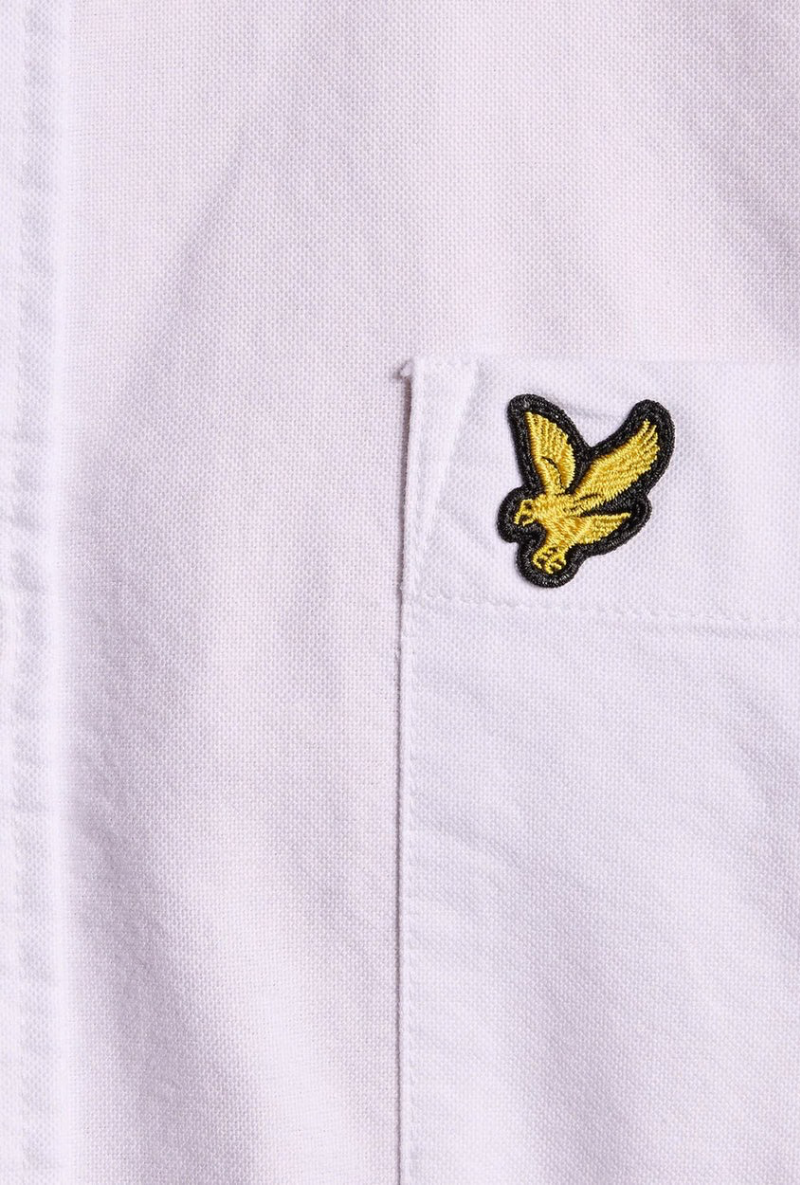Front image of Lyle and scott plain oxford shirt in white, by brand Lyle and scott