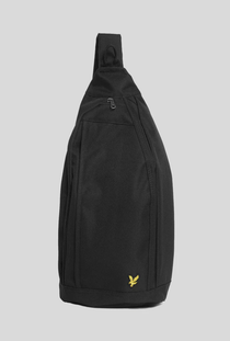 Front image of the Lyle and scott sling bag in black, by brand Lyle and scott