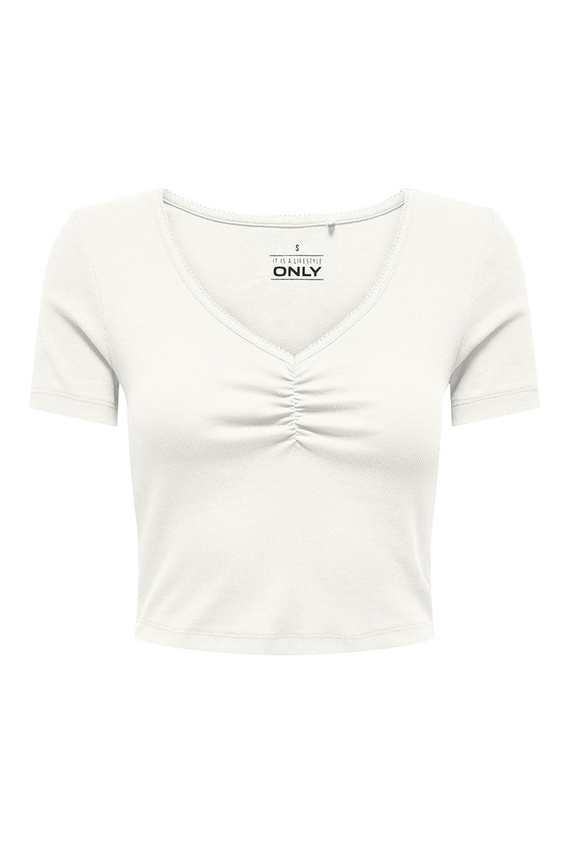 Front image of Only betty s/s top in white, by brand Only