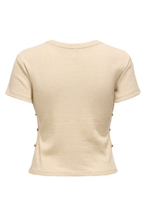 Back image of the Carla glitter s/s top in gold, by brand Only