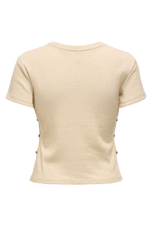 Back image of the Carla glitter s/s top in gold, by brand Only