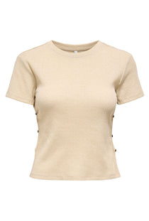 Front image of the Carla glitter s/s top in gold, by brand Only