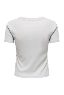 Back image of the Carla glitter s/s top in silver, by brand Only