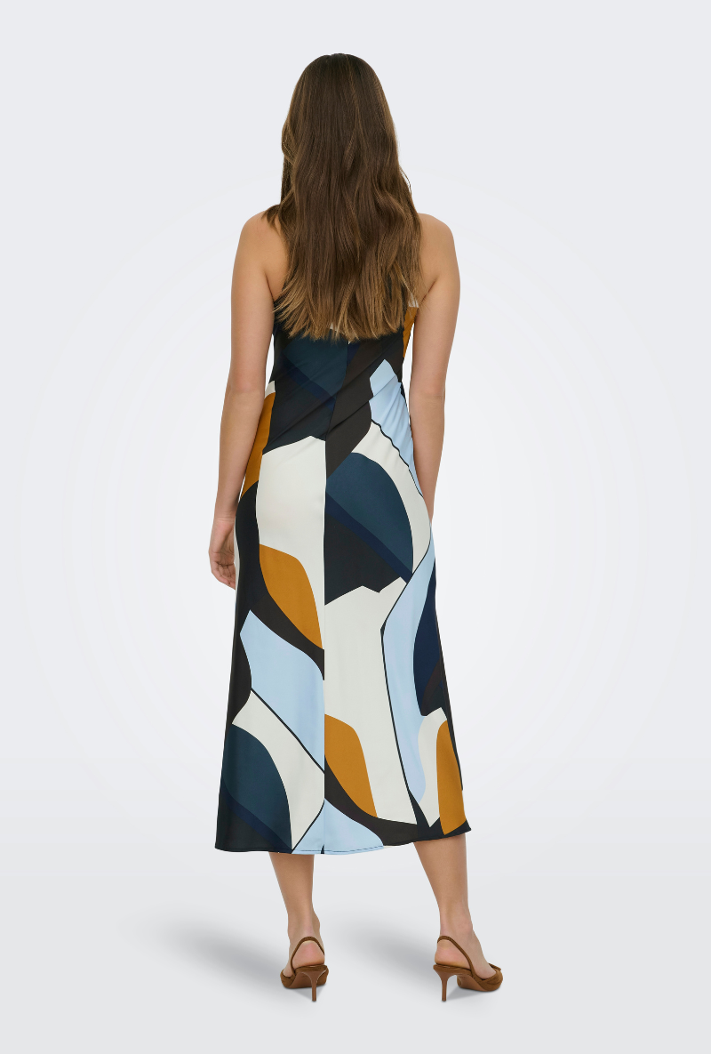 Back image of Chigo sleeveless slip midi dress in multi, by brand Only
