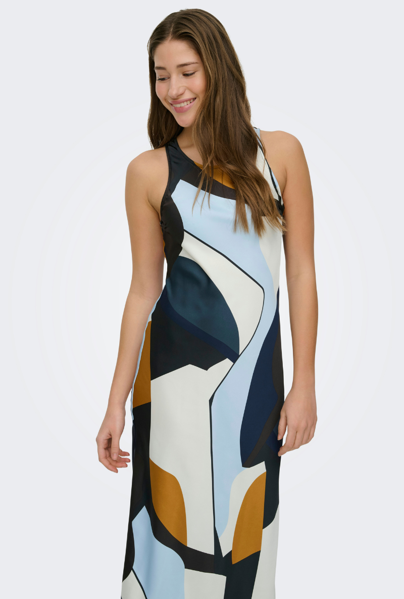 Front image of Chigo sleeveless slip midi dress in multi, by brand Only