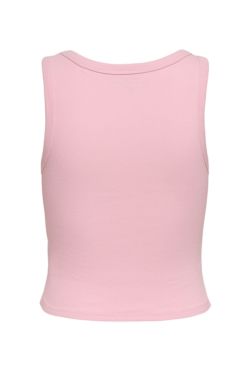 Back image of Only easy s/l tank top in pink, by brand Only