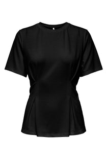 Front image of the Elena s/s pleated top in black, by brand Only