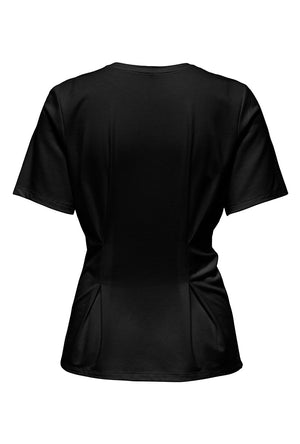 Back image of the Elena s/s pleated top in black, by brand Only