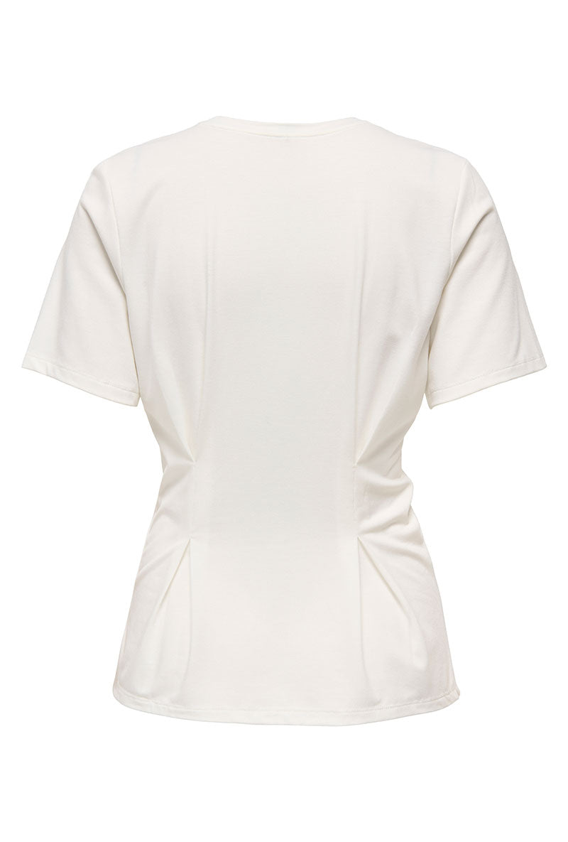 Back image of Elena s/s pleated top in white, by brand Only