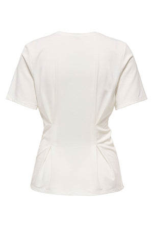 Back image of the Elena s/s pleated top in white, by brand Only