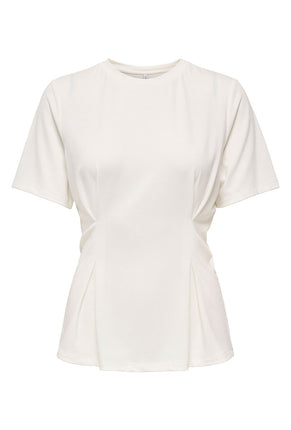 Front image of Elena s/s pleated top in white, by brand Only