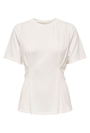 Front image of the Elena s/s pleated top in white, by brand Only