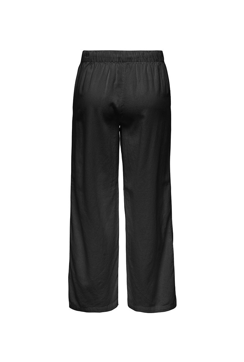 Back image of Goa mw linen pull up culotte pants in black, by brand Only