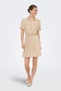 Image of GOA SHORTSLEEVE LINEN BELT SHIRT DRESS in stone, by brand ONLY