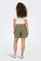 Back image of a model wearing the Ibiza hw belt shorts in khaki, by brand Only