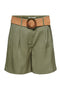 Front image of the Ibiza hw belt shorts in khaki, by brand Only