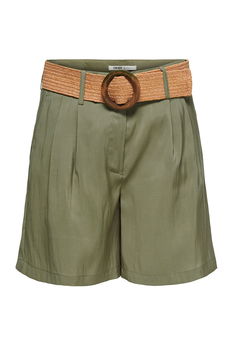 Front image of Ibiza hw belt shorts in khaki, by brand Only