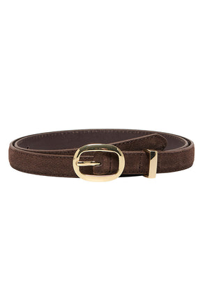 Front image of Only jasmina suede jeans belt in chocolate, by brand Only