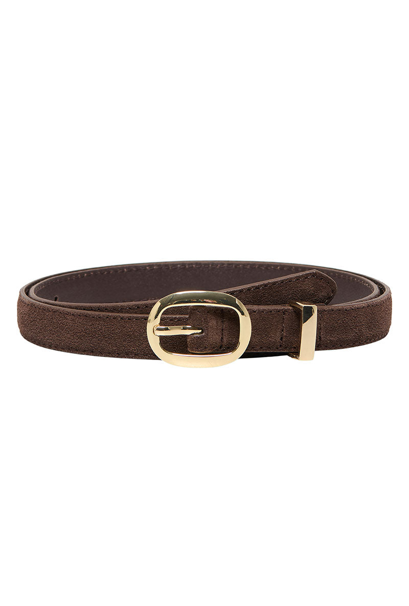 Front image of Only jasmina suede jeans belt in chocolate, by brand Only