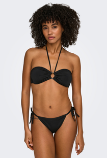 Front image of the Julietta bandeau bikini top in black, by brand Only