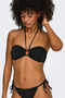 Front image of the Julietta bandeau bikini top in black, by brand Only