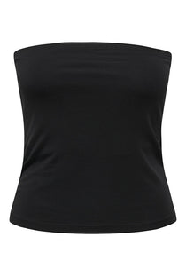 Front image of the Kiss s/l tube top in black, by brand Only