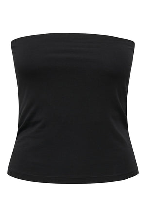Front image of the Kiss s/l tube top in black, by brand Only