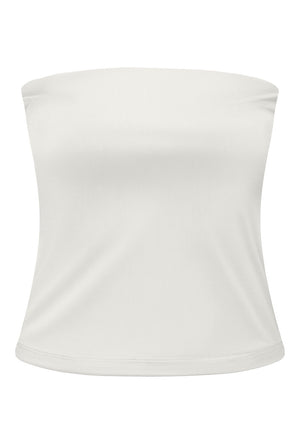 Front image of the Kiss s/l tube top in off white, by brand Only