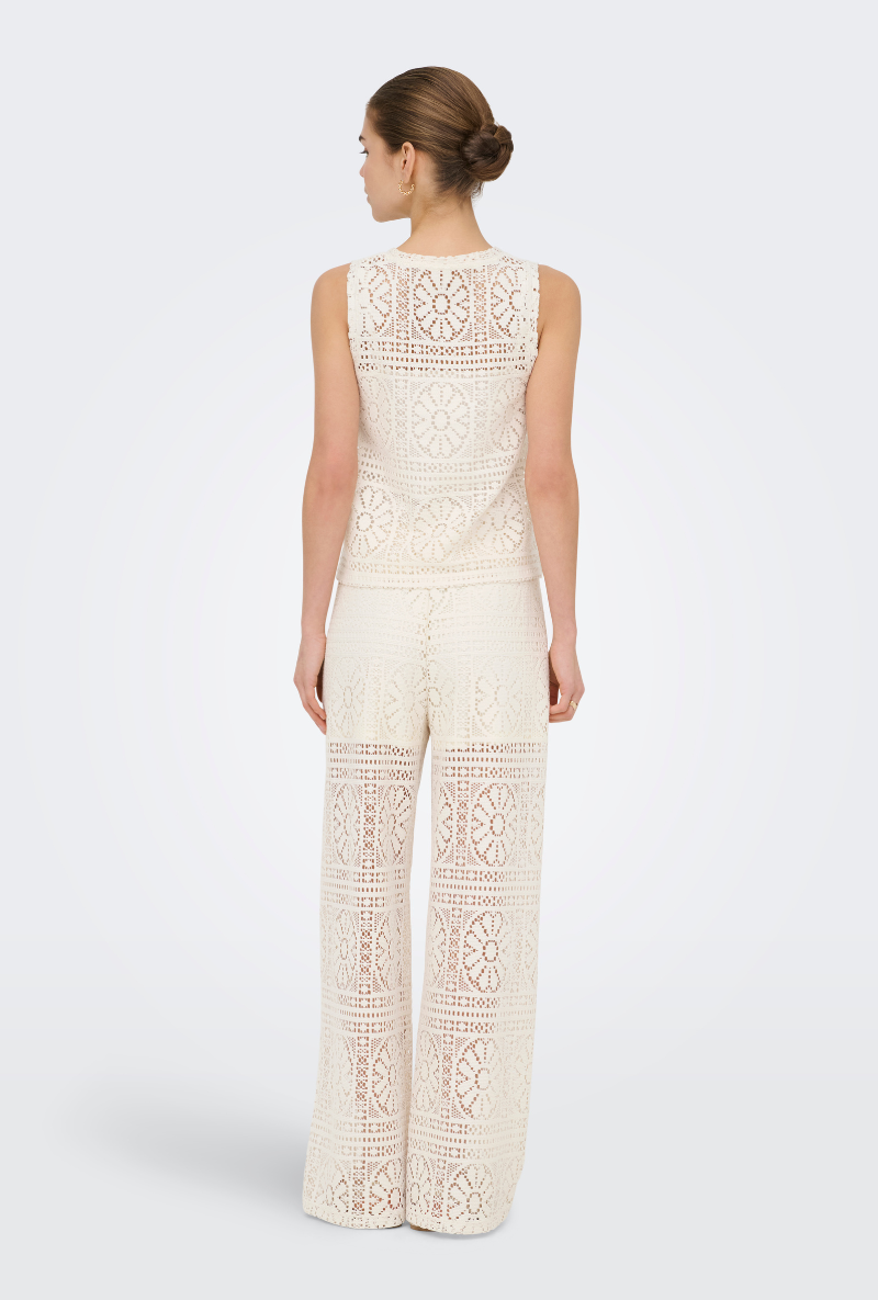 Back image of Lilian lace tank top in beige, by brand Only