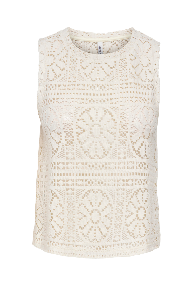 Front image of Lilian lace tank top in beige, by brand Only
