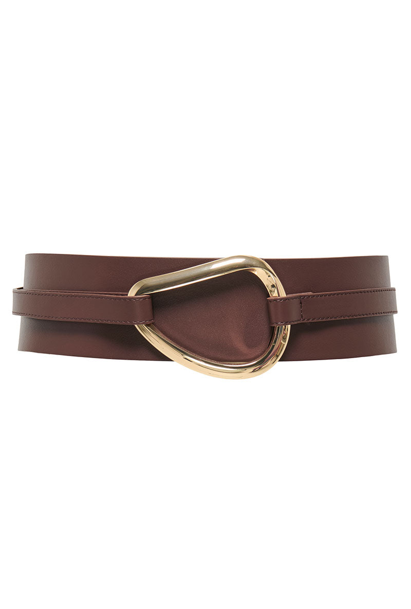 Front image of Only lotte wide buckle waist belt in chocolate, by brand Only
