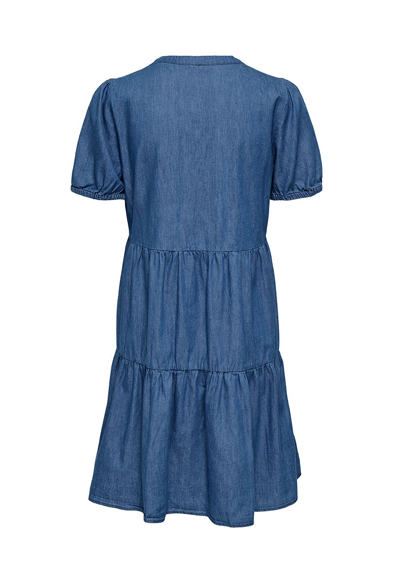 Back image of Nova azure s/s thea dress in denim, by brand Only