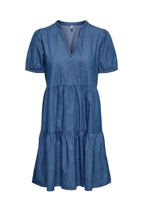 Front image of Nova azure s/s thea dress in denim, by brand Only
