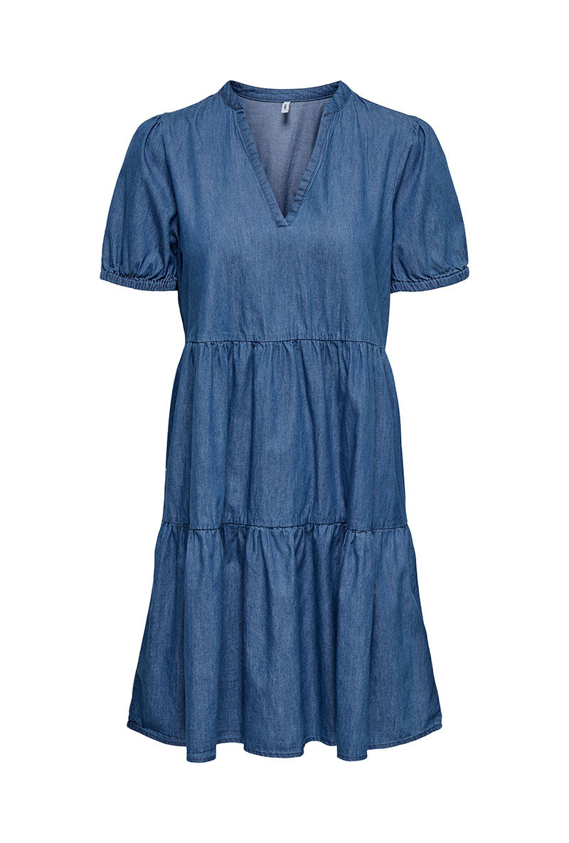 Front image of Nova azure s/s thea dress in denim, by brand Only
