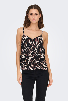 Front image of Nova life viscose paris singlet in black/white, by brand Only