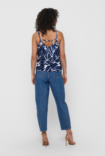 Back image of the Nova life viscose paris singlet in navy, by brand Only
