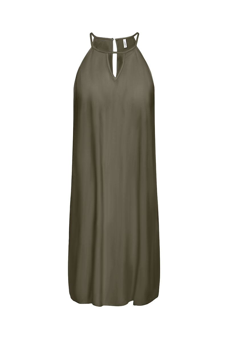 Front image of Nova viscose limbo dress in olive, by brand Only