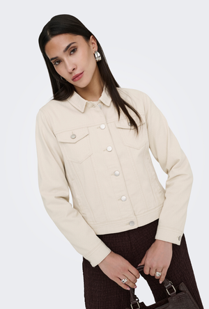 Front image of the Tia coloured jacket in off white, by brand Only