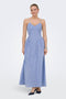 Front image of a model wearing Tiari strap hip dress in blue, by brand Only