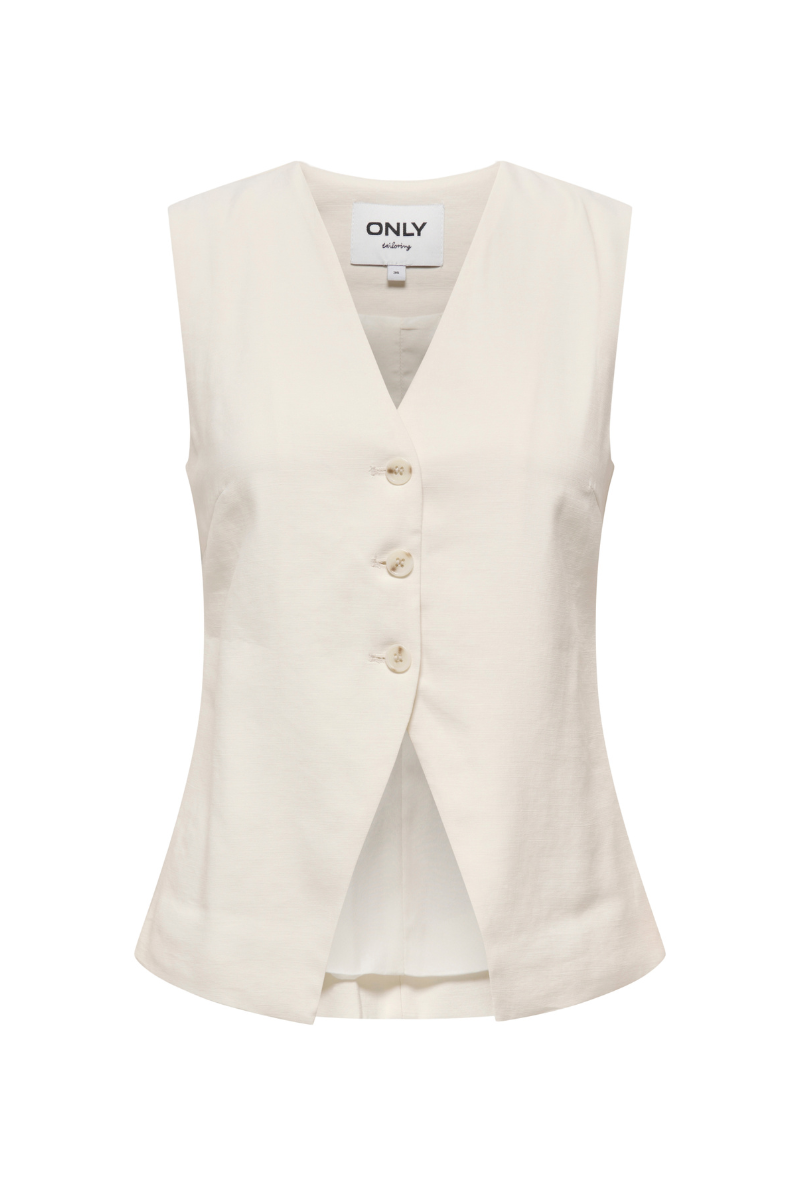 Front image of Tila life waistcoat in off white, by brand Only
