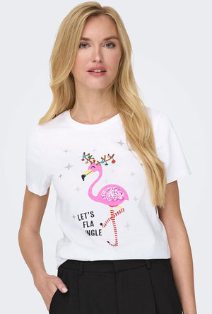 ONLY FLAMINGO CHRISTMAS SS TOP